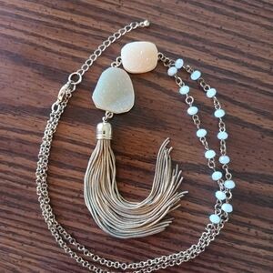 Vintage Druzy Tassel Necklace
